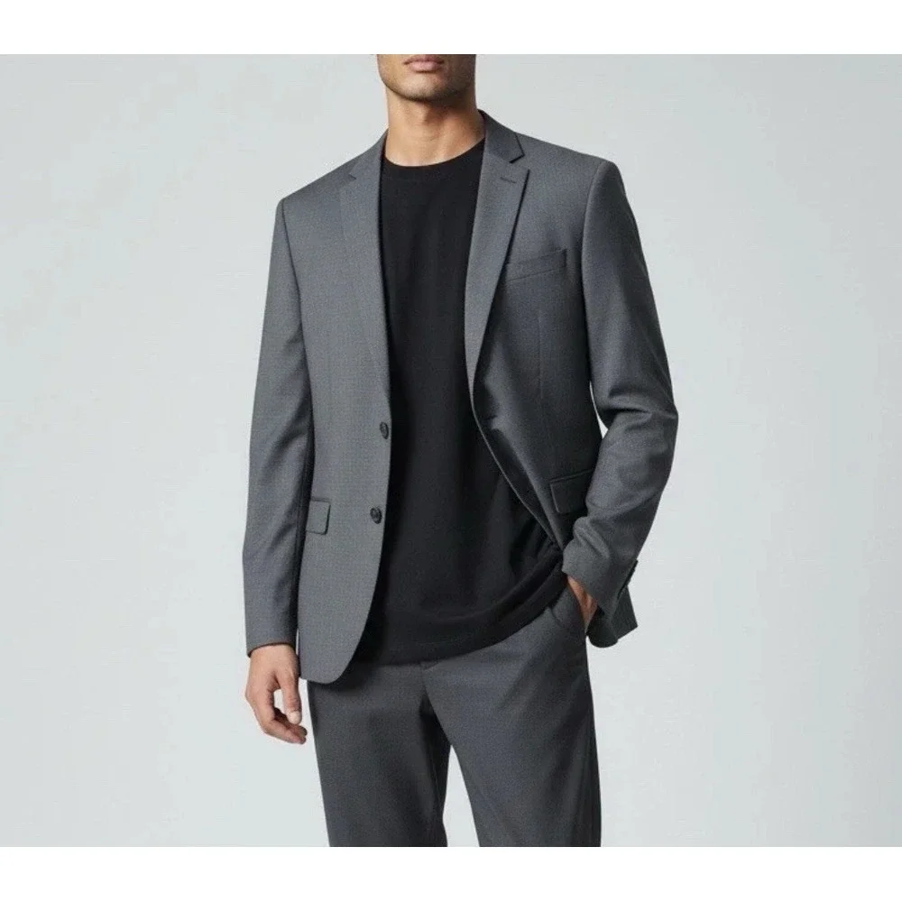 Banana Republic Grey 44R Super 120s Wool Marzotto Slim Fit Two Button Ivy Blazer